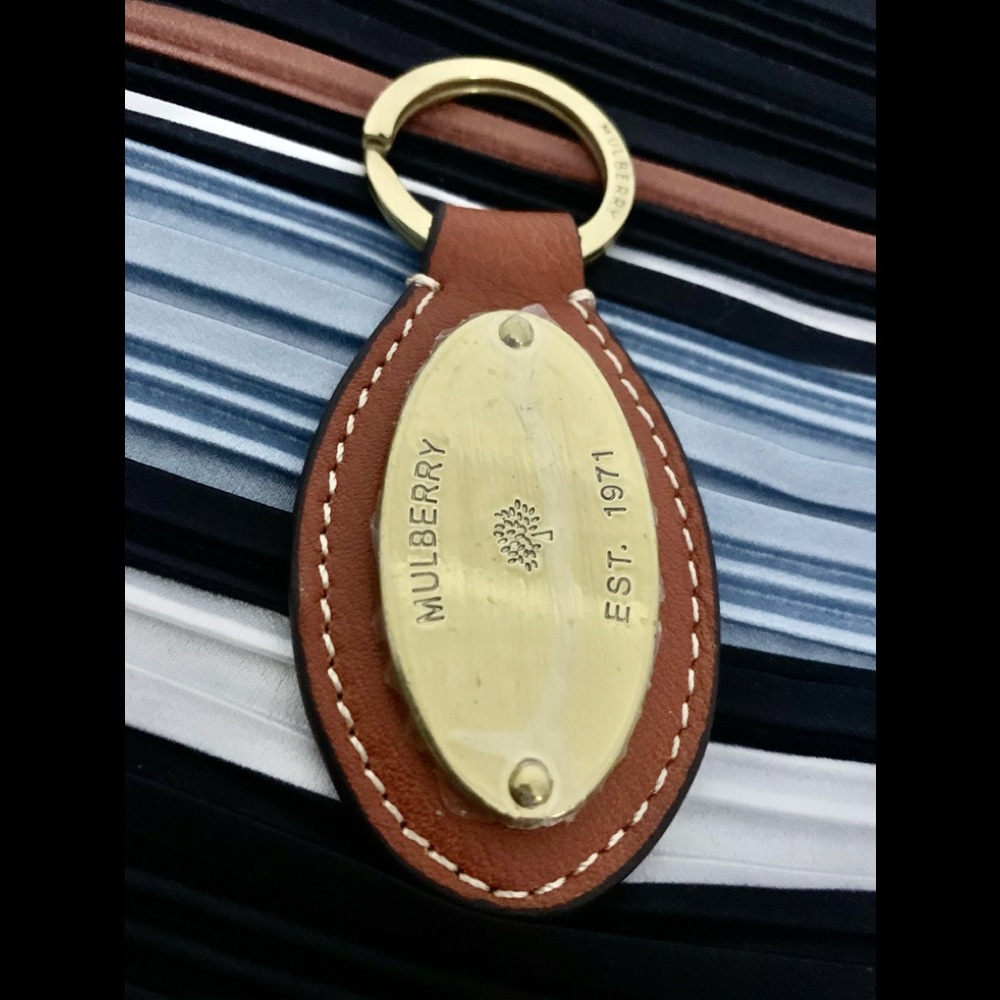 MULBERRY brown leather key ring.